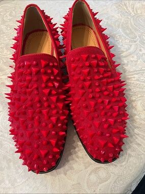 Milanoo Red Spiked Slip-On Loafers New Size 40 Loafer Style